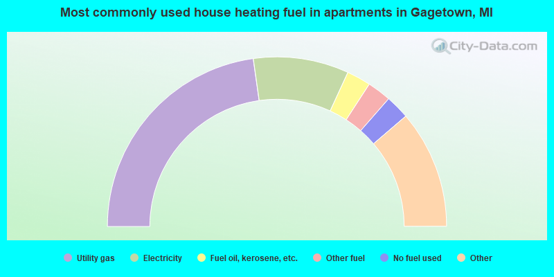 Most commonly used house heating fuel in apartments in Gagetown, MI