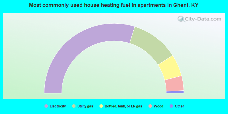 Most commonly used house heating fuel in apartments in Ghent, KY