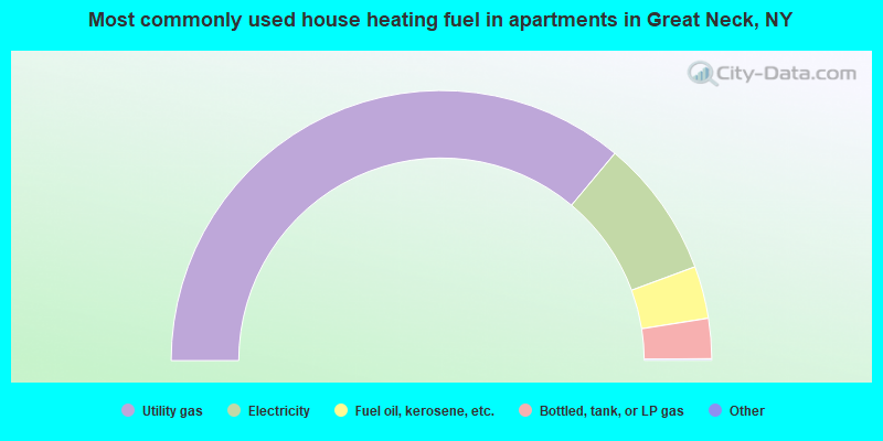 Most commonly used house heating fuel in apartments in Great Neck, NY