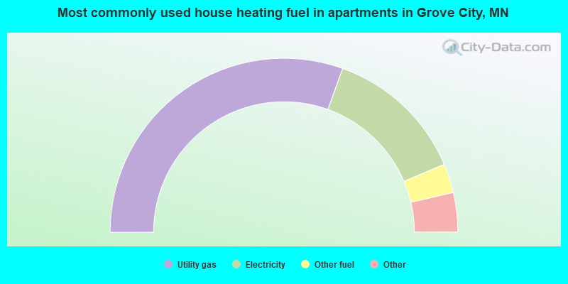 Most commonly used house heating fuel in apartments in Grove City, MN