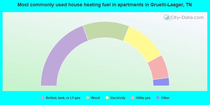 Most commonly used house heating fuel in apartments in Gruetli-Laager, TN