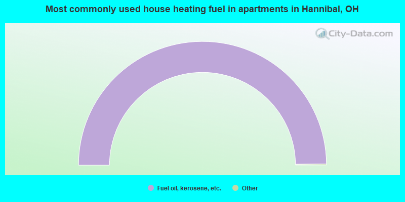 Most commonly used house heating fuel in apartments in Hannibal, OH
