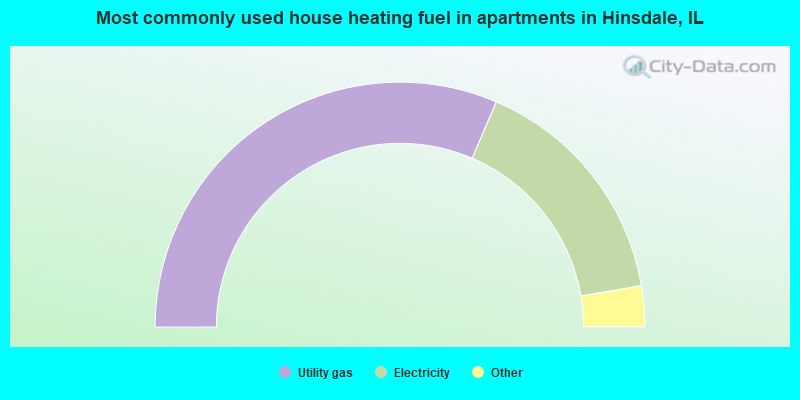Most commonly used house heating fuel in apartments in Hinsdale, IL