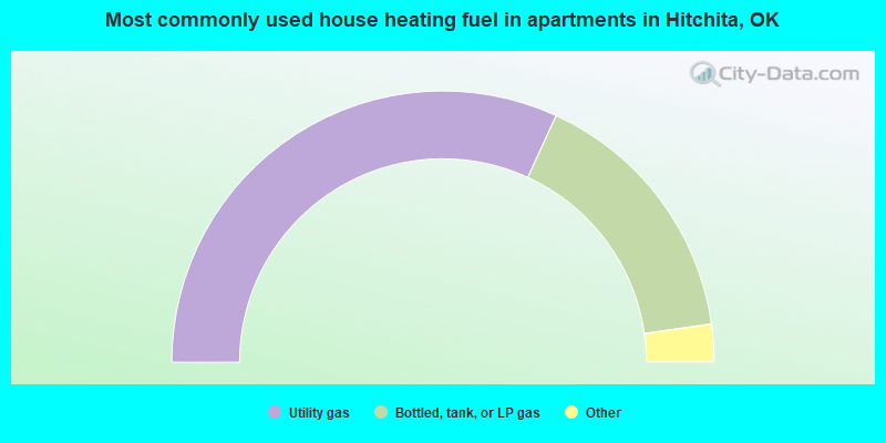 Most commonly used house heating fuel in apartments in Hitchita, OK