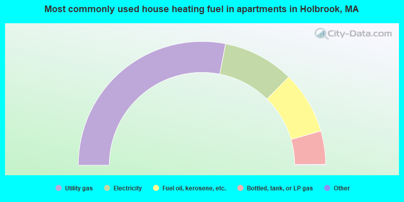 Most commonly used house heating fuel in apartments in Holbrook, MA