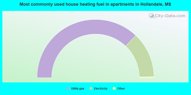 Most commonly used house heating fuel in apartments in Hollandale, MS