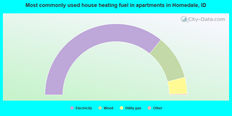Most commonly used house heating fuel in apartments in Homedale, ID