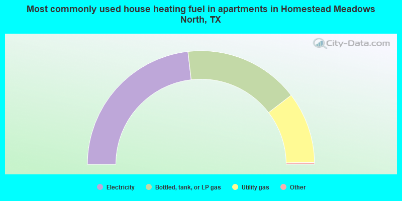 Most commonly used house heating fuel in apartments in Homestead Meadows North, TX