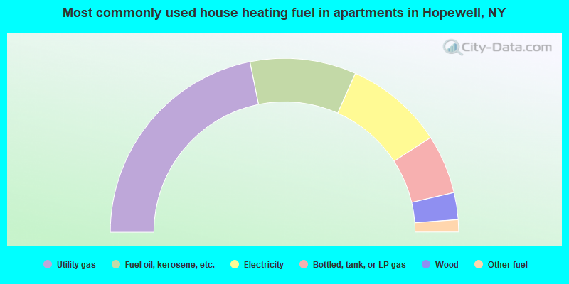 Most commonly used house heating fuel in apartments in Hopewell, NY