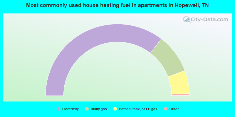 Most commonly used house heating fuel in apartments in Hopewell, TN