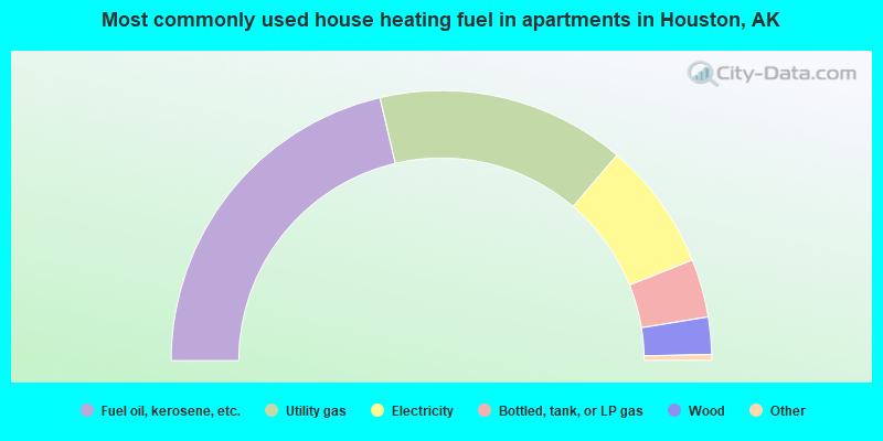 Most commonly used house heating fuel in apartments in Houston, AK