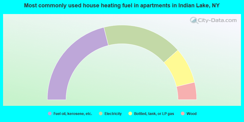 Most commonly used house heating fuel in apartments in Indian Lake, NY