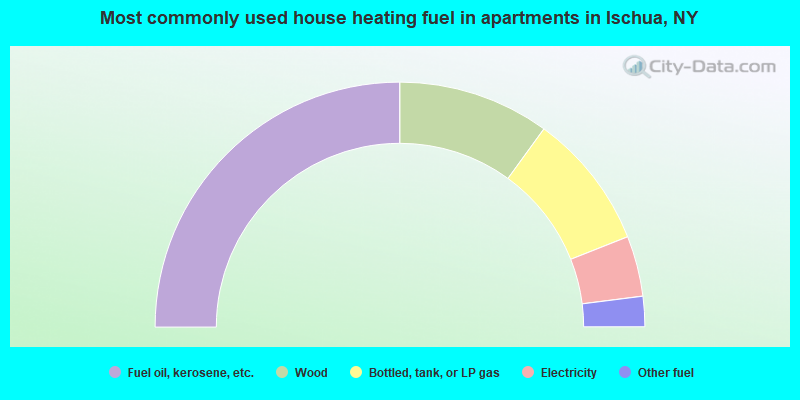 Most commonly used house heating fuel in apartments in Ischua, NY
