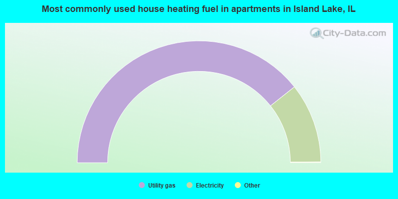 Most commonly used house heating fuel in apartments in Island Lake, IL