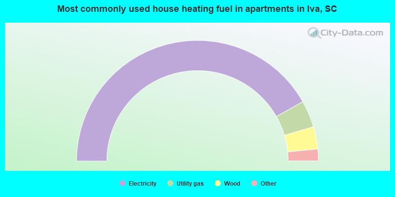 Most commonly used house heating fuel in apartments in Iva, SC