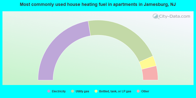 Most commonly used house heating fuel in apartments in Jamesburg, NJ