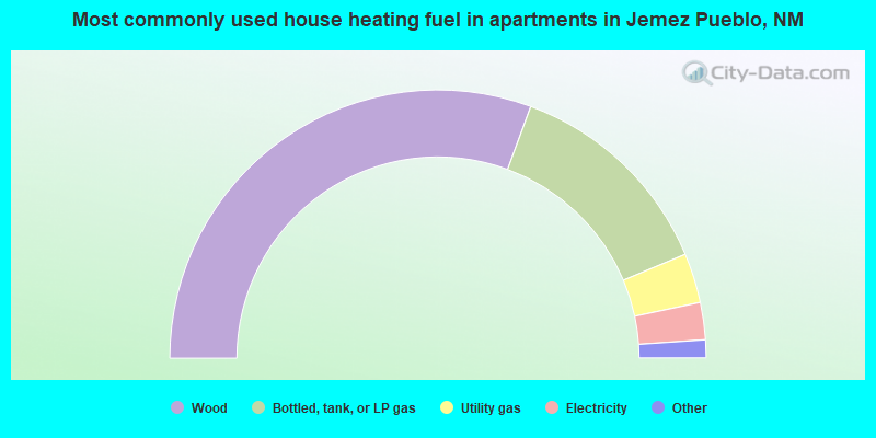 Most commonly used house heating fuel in apartments in Jemez Pueblo, NM