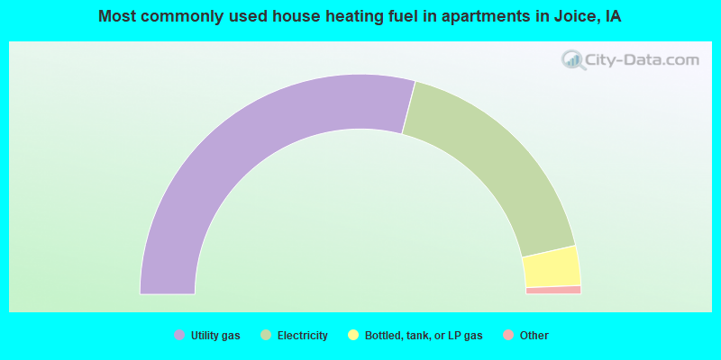 Most commonly used house heating fuel in apartments in Joice, IA