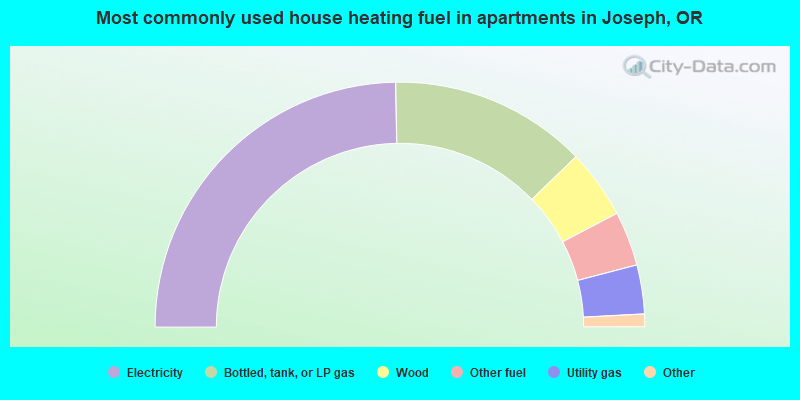 Most commonly used house heating fuel in apartments in Joseph, OR