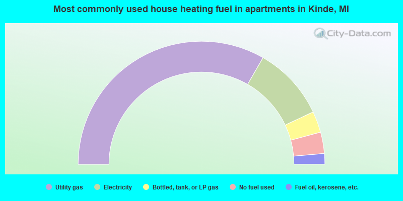 Most commonly used house heating fuel in apartments in Kinde, MI