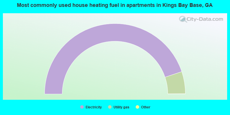 Most commonly used house heating fuel in apartments in Kings Bay Base, GA