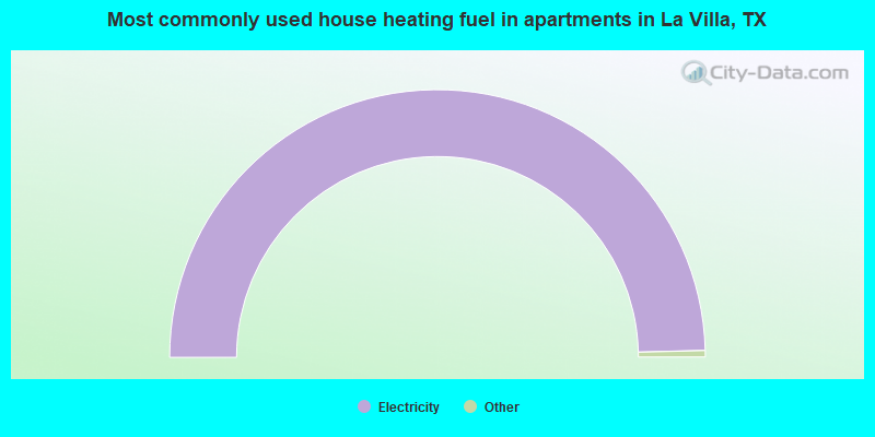 Most commonly used house heating fuel in apartments in La Villa, TX