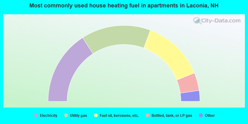 Most commonly used house heating fuel in apartments in Laconia, NH