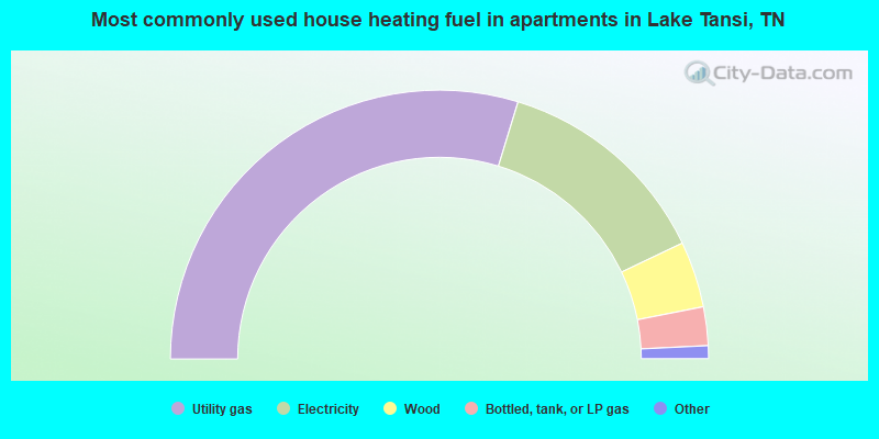 Most commonly used house heating fuel in apartments in Lake Tansi, TN