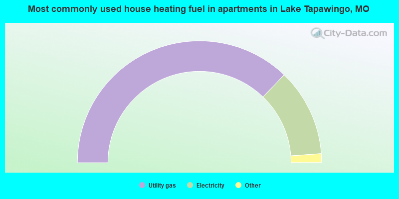Most commonly used house heating fuel in apartments in Lake Tapawingo, MO