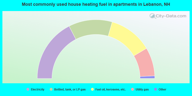 Most commonly used house heating fuel in apartments in Lebanon, NH