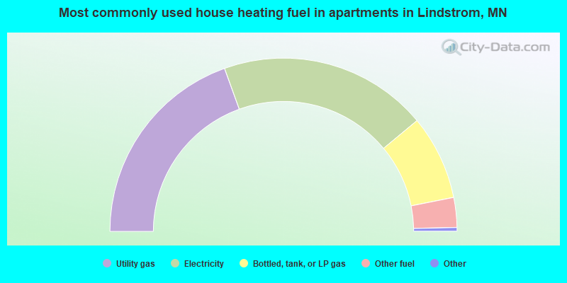 Most commonly used house heating fuel in apartments in Lindstrom, MN