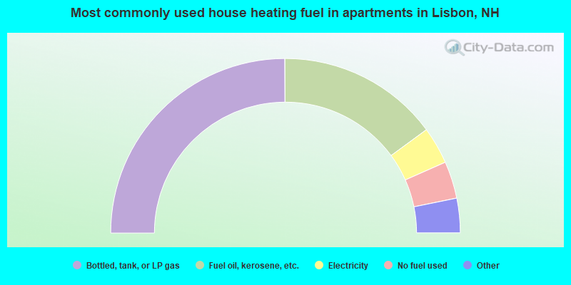 Most commonly used house heating fuel in apartments in Lisbon, NH