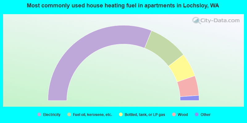 Most commonly used house heating fuel in apartments in Lochsloy, WA