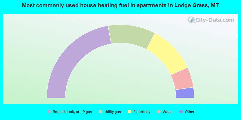 Most commonly used house heating fuel in apartments in Lodge Grass, MT