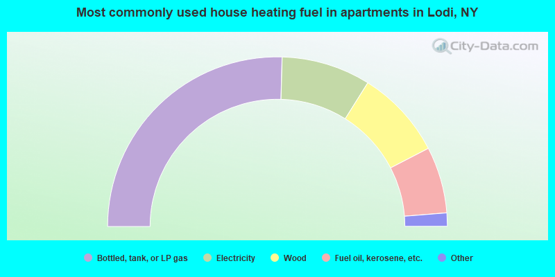 Most commonly used house heating fuel in apartments in Lodi, NY