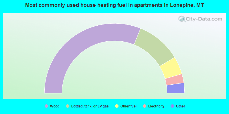 Most commonly used house heating fuel in apartments in Lonepine, MT