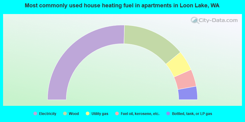Most commonly used house heating fuel in apartments in Loon Lake, WA