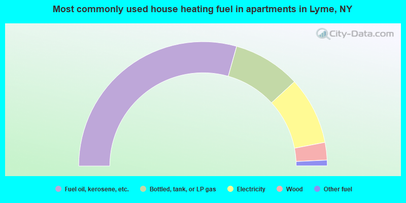 Most commonly used house heating fuel in apartments in Lyme, NY