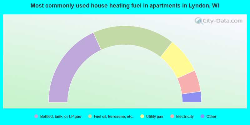 Most commonly used house heating fuel in apartments in Lyndon, WI