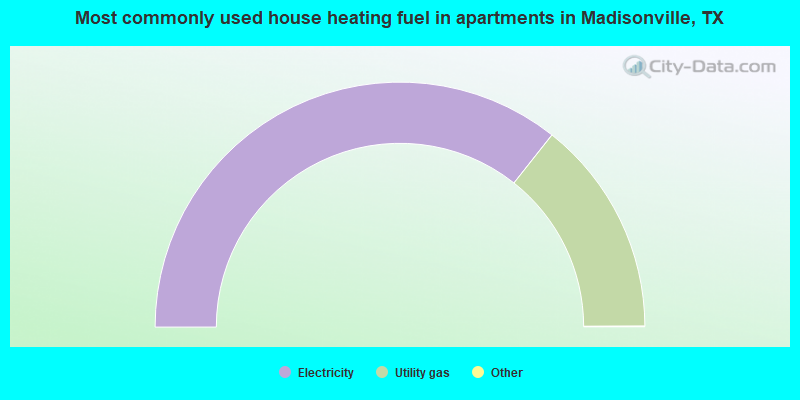 Most commonly used house heating fuel in apartments in Madisonville, TX