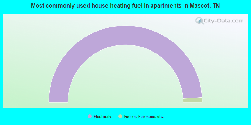 Most commonly used house heating fuel in apartments in Mascot, TN