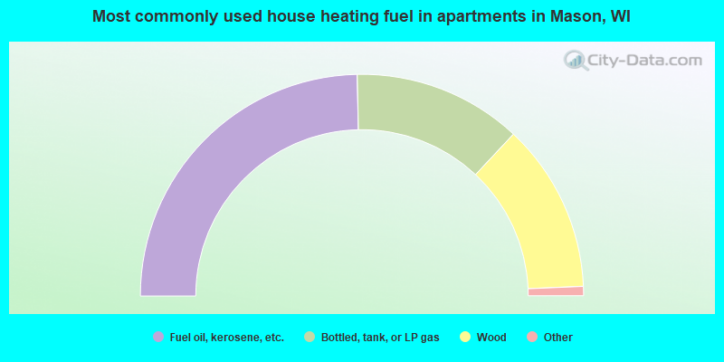 Most commonly used house heating fuel in apartments in Mason, WI