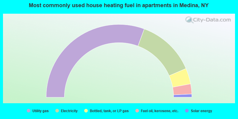 Most commonly used house heating fuel in apartments in Medina, NY