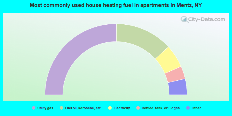 Most commonly used house heating fuel in apartments in Mentz, NY