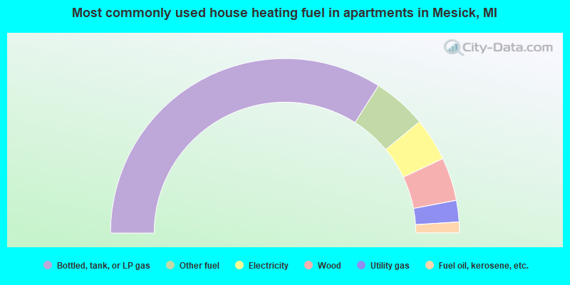 Most commonly used house heating fuel in apartments in Mesick, MI