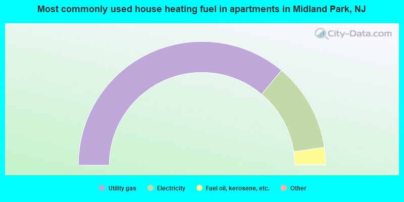 Most commonly used house heating fuel in apartments in Midland Park, NJ