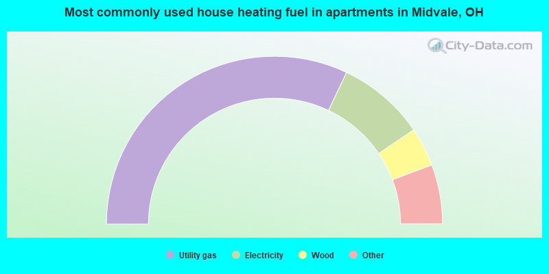 Most commonly used house heating fuel in apartments in Midvale, OH