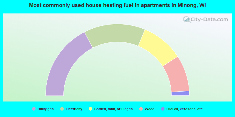 Most commonly used house heating fuel in apartments in Minong, WI