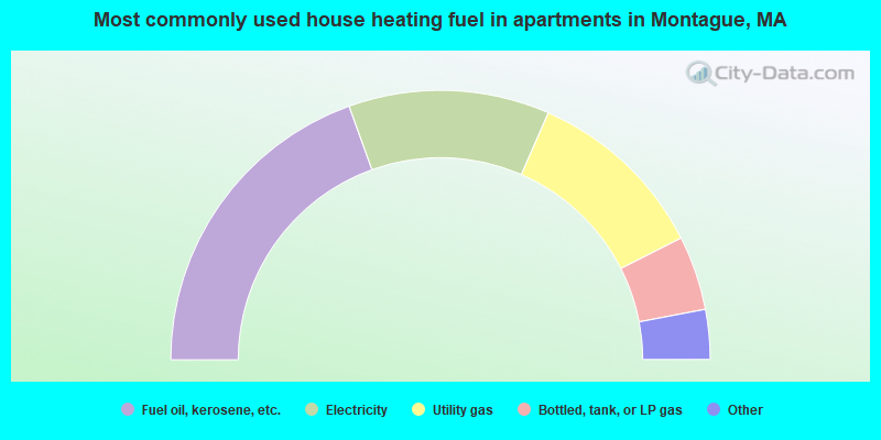 Most commonly used house heating fuel in apartments in Montague, MA