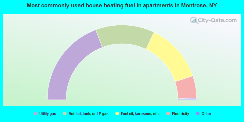Most commonly used house heating fuel in apartments in Montrose, NY
